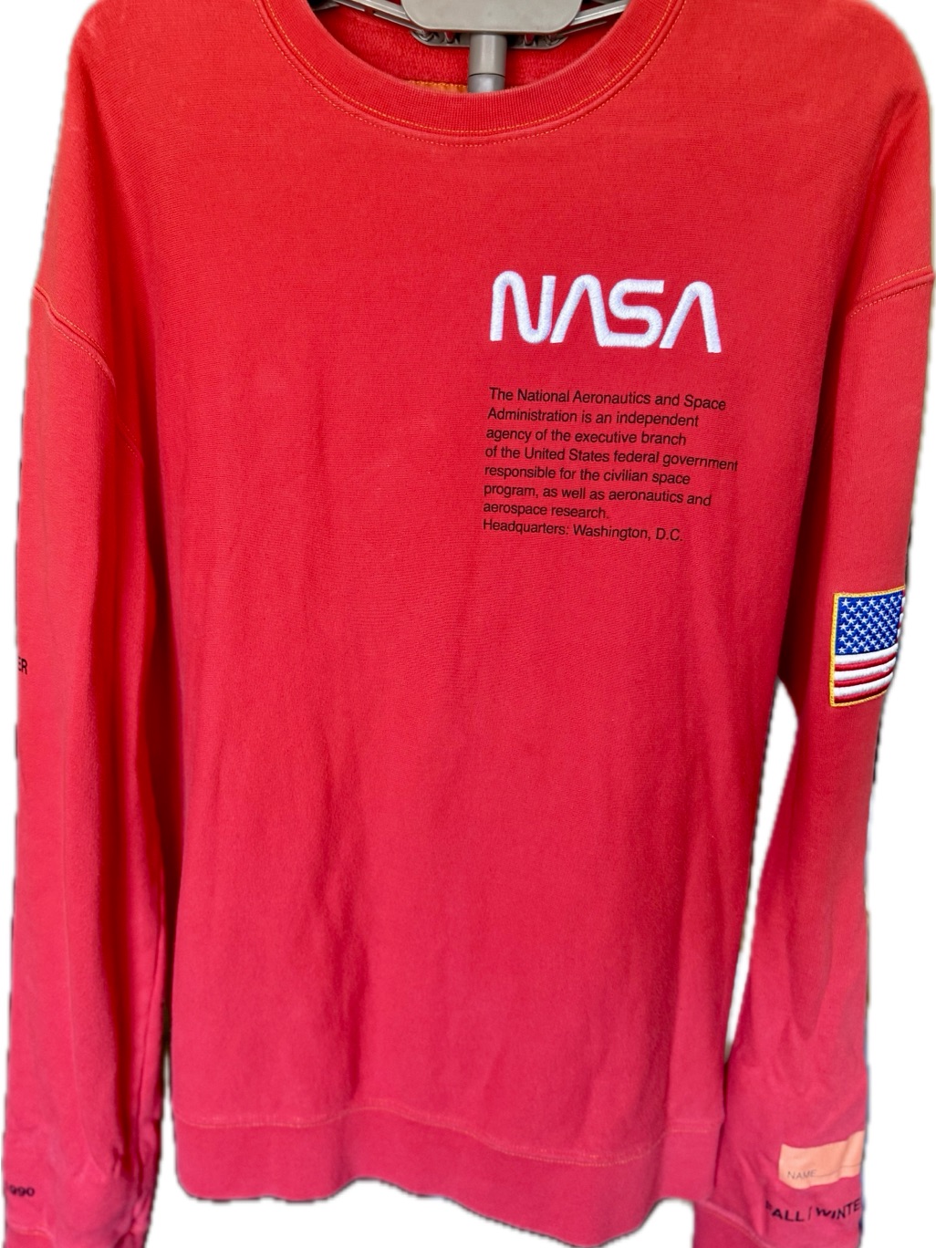 Heron Preston Red Crewneck Sweatshirt With Orange Neck Label